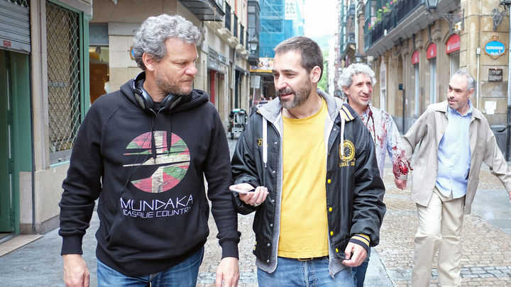 Momento del rodaje de la serie en Bilbao
