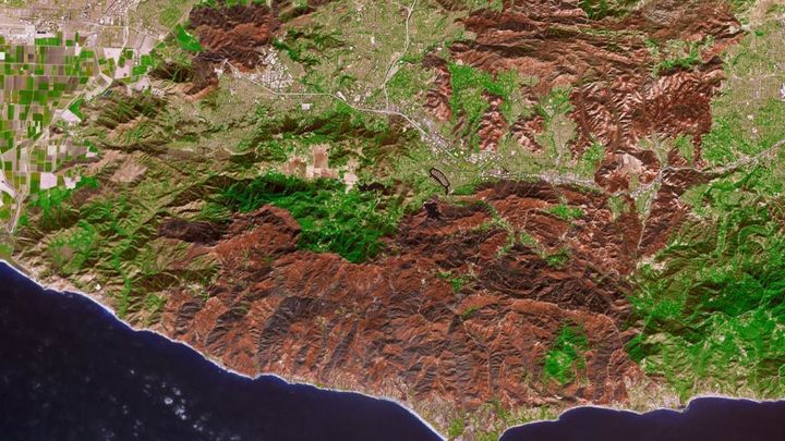 Imagen de la Nasa que muestra las consecuencias de los incendios de California