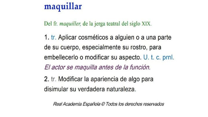 Definición de 'maquillar' por la RAE
