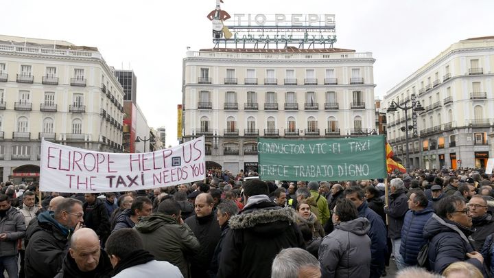 Taxistas en Sol / EFE