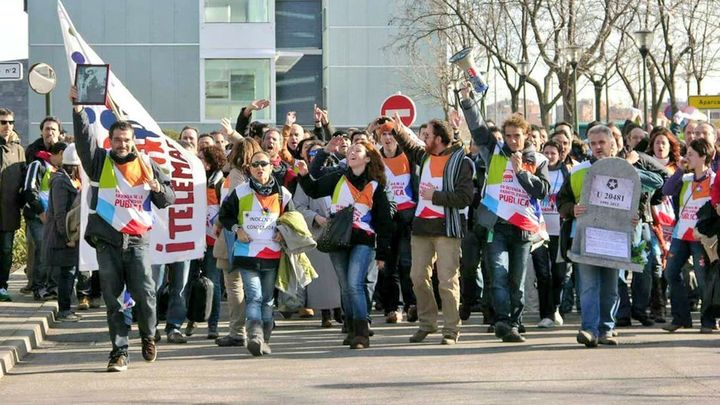Protesta de los trabajadores de Telemadrid por el ERE