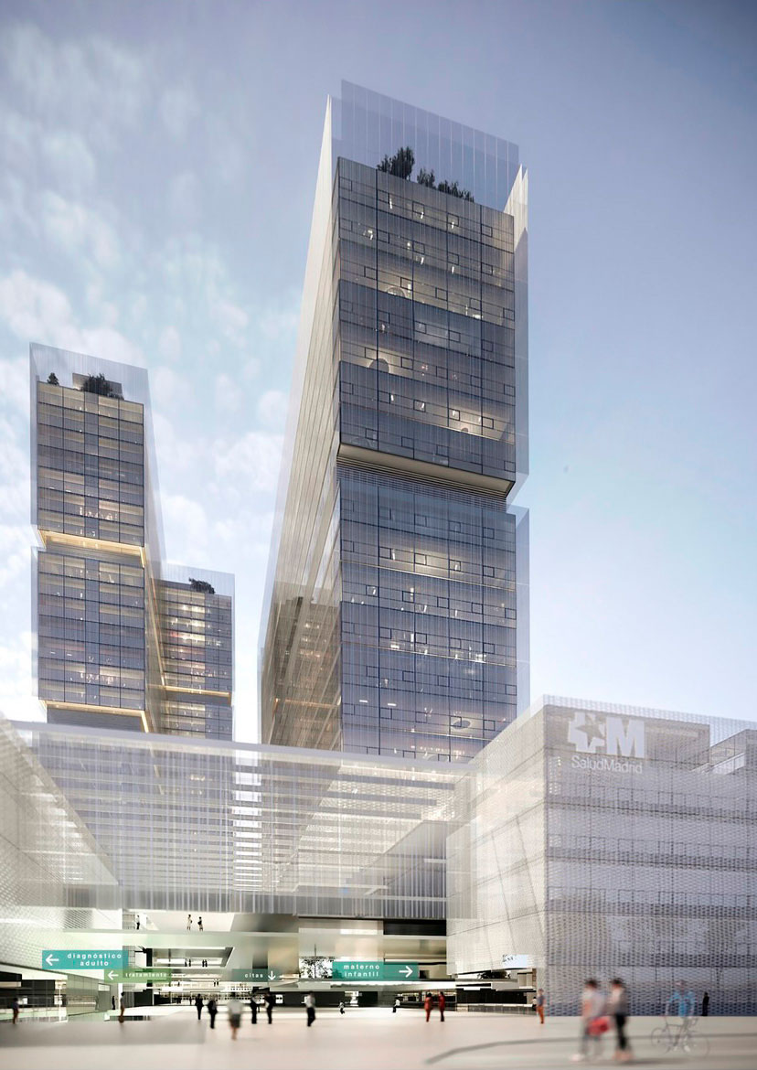 Imagen virtual de uno de los proyectos candidatos para la renovación del Hospital La Paz de Madrid