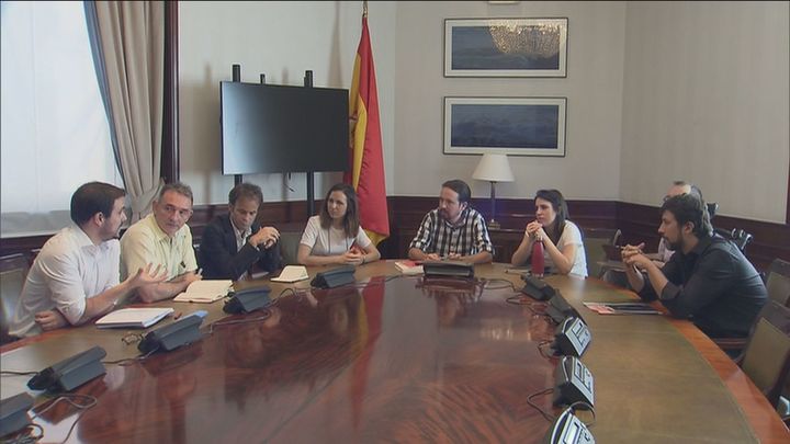 Mesa política de Unidas Podemos en el Congreso