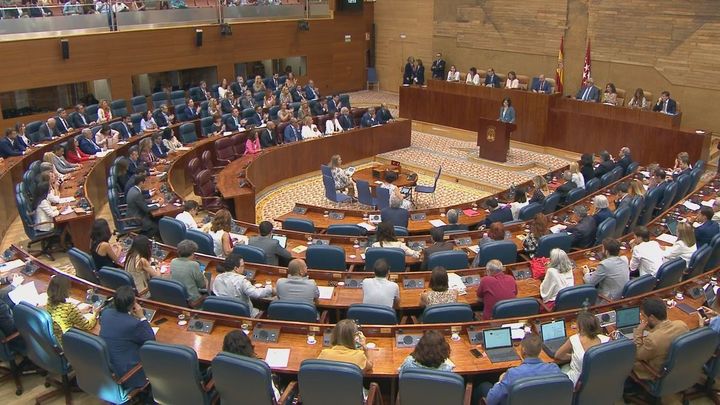 Vista general de la Asamblea de Madrid durante el discurso de investidura de Isabel Díaz Ayuso / Redacción