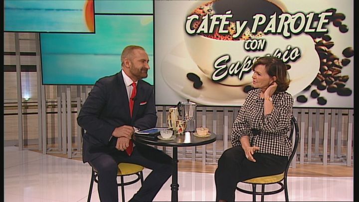 Carmen Calvo, con Euprepio Padula en Buenos Días Madrid / TELEMADRID