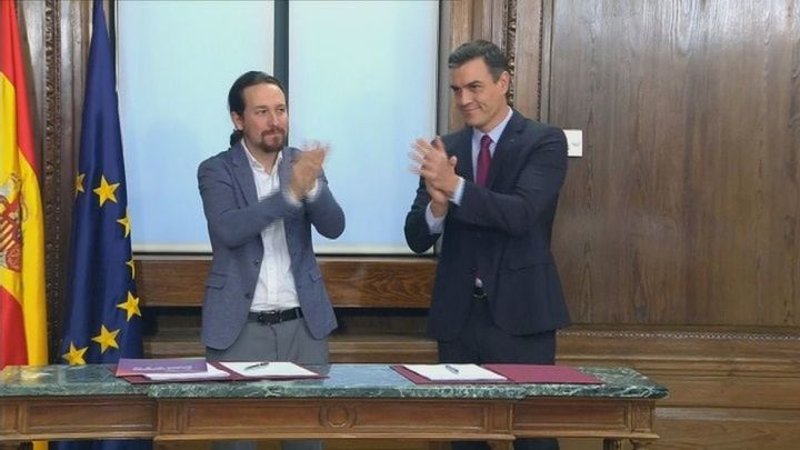 Pablo Iglesias y Pedro Sánchez / TELEMADRID