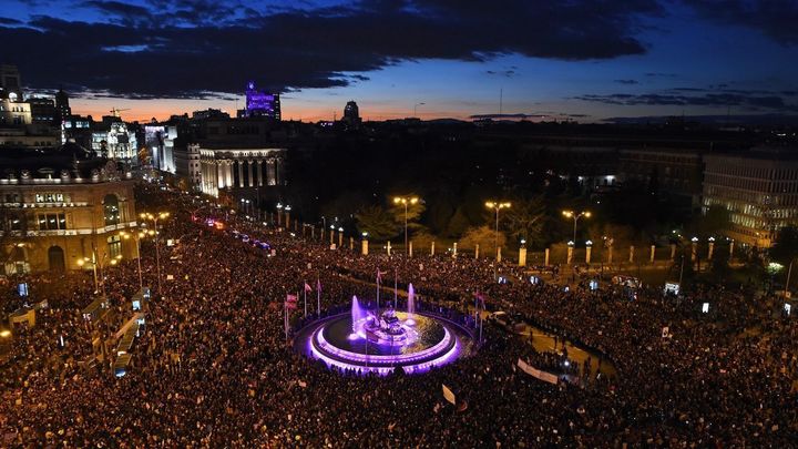 Manifestación feminista en Madrid el 8M de 2019