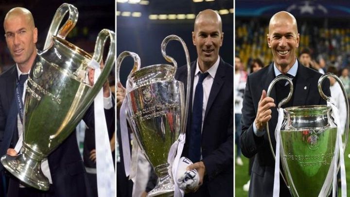 Zidane con sus tres Champions / Telemadrid