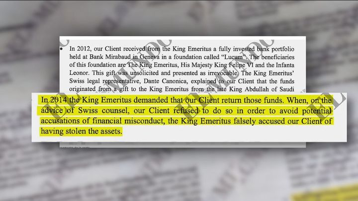 Carta de Corinna sobre el dinero reclamado por Juan Carlos I / TELEMADRID