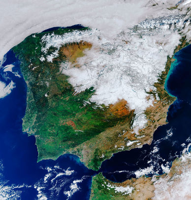España, de blanco tras la gran nevada / ESA, con licencia CC BY-SA 3.0 IGO
