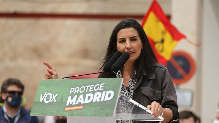 Rocío Monasterio, candidata de Vox , durante el mitin en Colmenar de Oreja / EUROPA PRESS