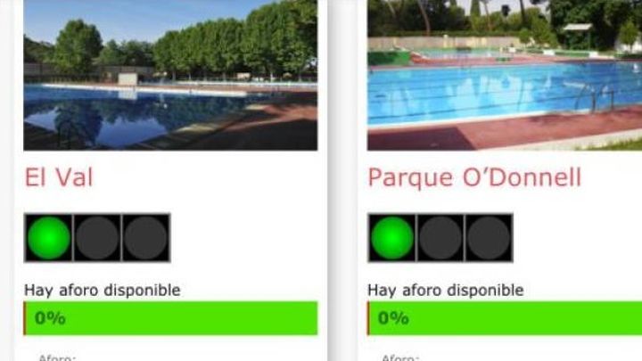 Semáforo con el nivel de ocupación de las piscinas de Alcalá / AYUNTAMIENTO DE ALCALÁ DE HENARES