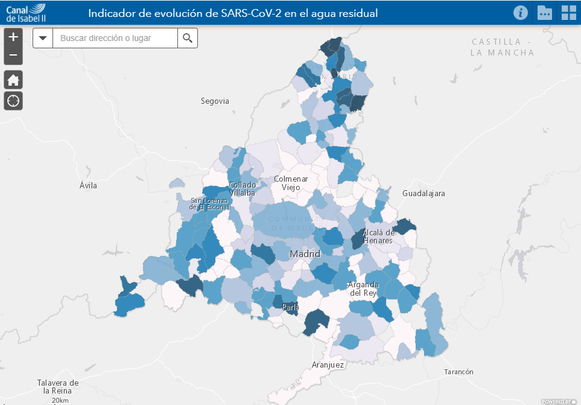 Presencia de coronavirus en las aguas residuales por municipio / CYII