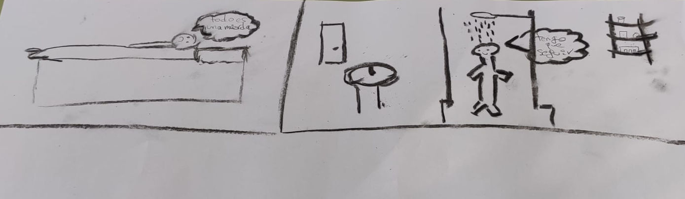 Uno de los dibujos de un alumno expresando la superación del trance / FRAVM