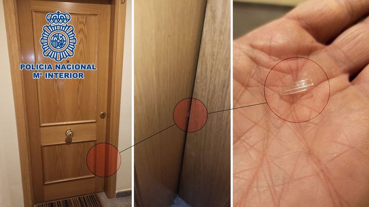 Marcado de la puerta de una vivienda para su posterior robo / POLICÍA NACIONAL