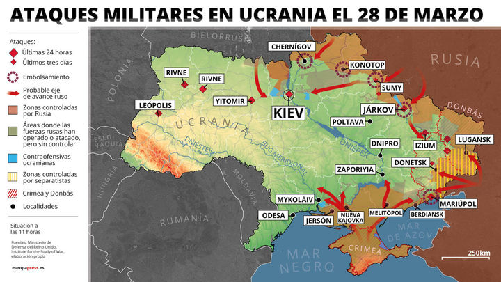 Mapa de ataques militares en Ucrania / EUROPA PRESS