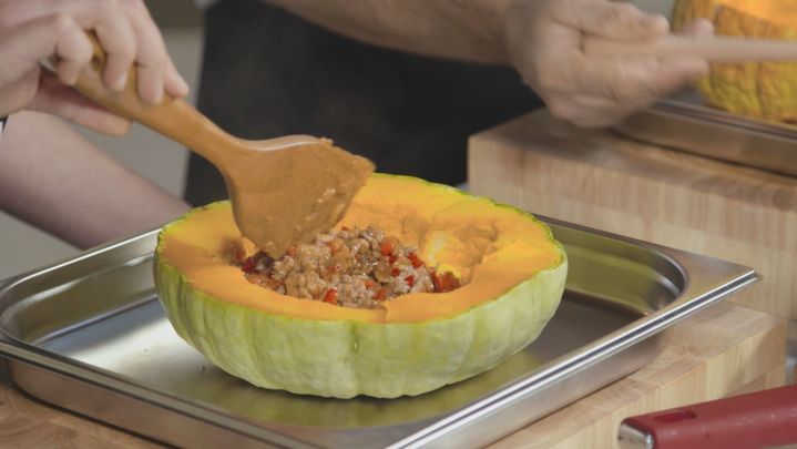 Receta de calabaza al horno rellena de carne