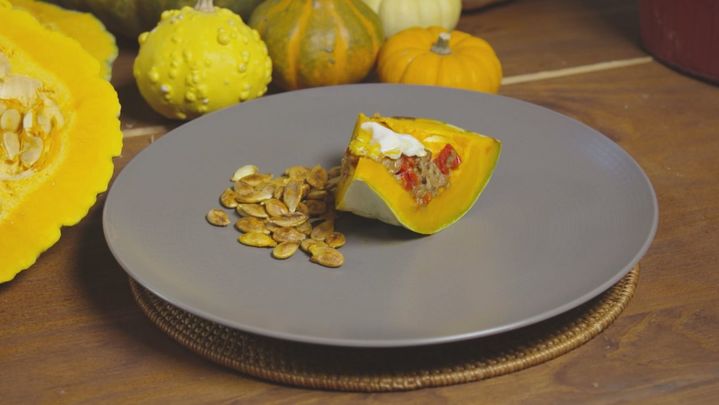 Receta de calabaza al horno rellena de carne