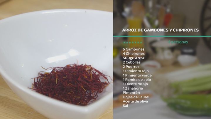Receta de arroz de gambones y chipirones