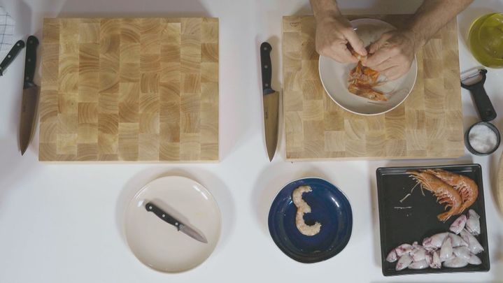 Receta de arroz de gambones y chipirones