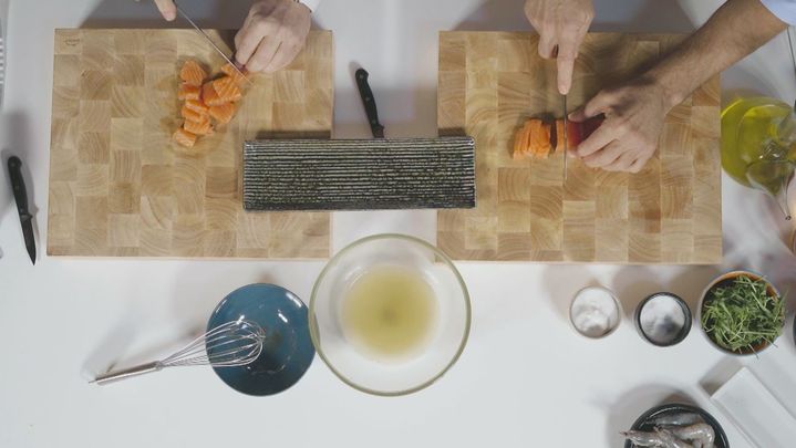 Receta de falso ceviche de salmón y langostinos