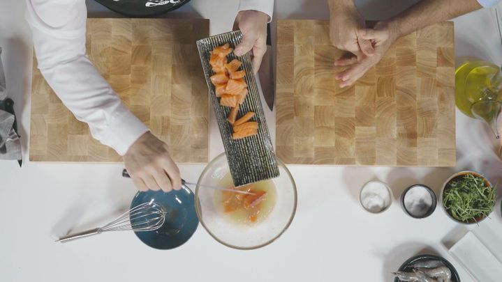 Receta de falso ceviche de salmón y langostinos