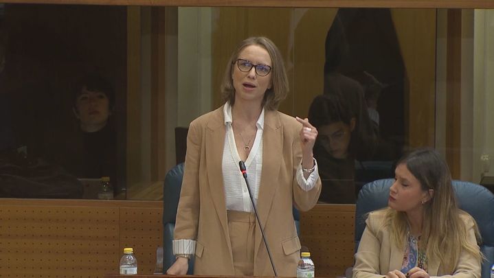 La portavoz de Unidas Podemos en la Asamblea, Carolina Alonso / TELEMADRID