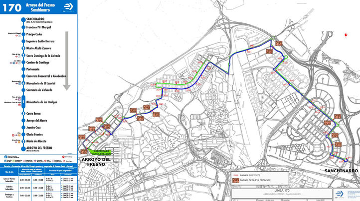 Línea 170 de la emt entre Arroyo Fresno y Sanchinarro / Telemadrid.es