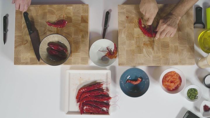 Receta de lomos de rape con carabineros