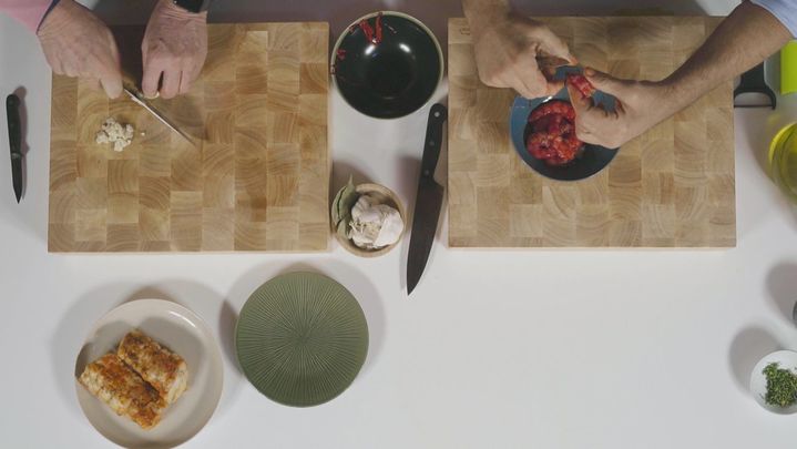 Receta de lomos de rape con carabineros