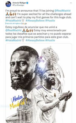 Tuit de Rudiger / TWITTER