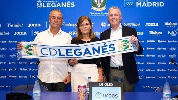 Felipe Moreno, Aurora Pavón y Jeff Luhnow / CD LEGANES