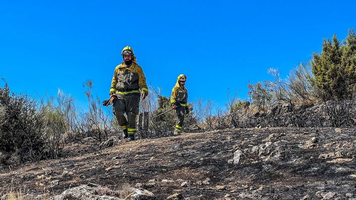 Brigadas forestales supervisan zonas calientes del incendio de El Vellón / 112COMUNIDADMADRID