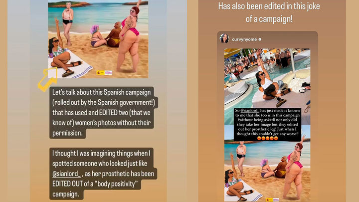 La indignación de Sian, modelo británica utilizada en el cartel del Ministerio de Igualdad / REDACCIÓN