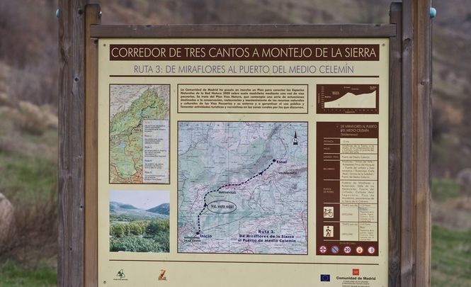 Panel de la ruta de Miraflores al Puerto del Medio Celemín / GUADARRAMISTAS