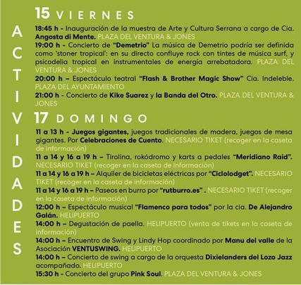 Programación Feria Sierra Norte de Venturada / AYTO VENTURADA