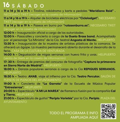 Programación Feria Sierra Norte de Venturada / AYTO VENTURADA