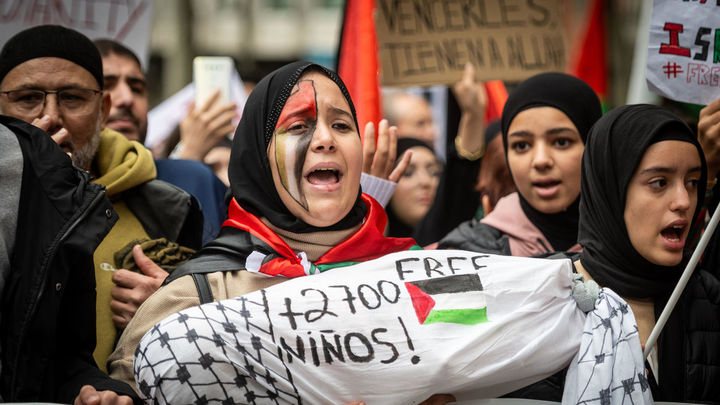 Manifestación en Madrid pidiendo el alto el fueho en Gaza / EFE