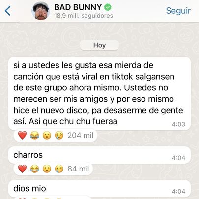 Bad Bunny vía Whatsapp / BAD BUNNY