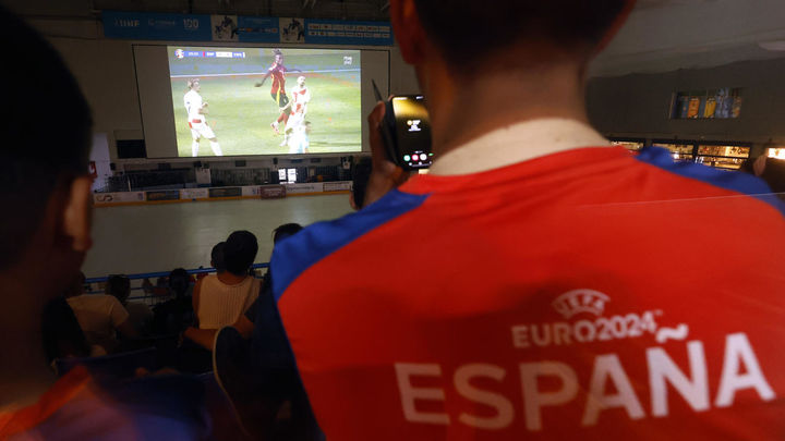 Un aficionado de España ve por televisión a la Seleccion / EFE