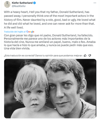 Tuit de Kiefer Sutherland / TWITTER