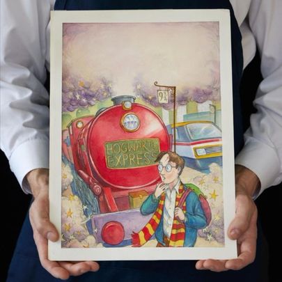 Acuarela de la portada original de 'Harry Potter y la piedra filosofal' / Redes sociales de Sotheby´s