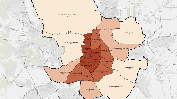 Mapa demográfico de los distritos de Madrid / Geoportal Ayuntamiento de Madrid