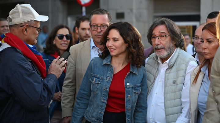 La presidenta de Madrid, Isabel Díaz Ayuso, en la protesta en Sol contra el gobierno de Venezuela / EFE