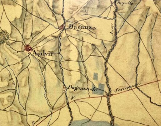 Mapa histórico con las ubicaciones de Daganzo y Daganzuelo / AYTO DAGANZO