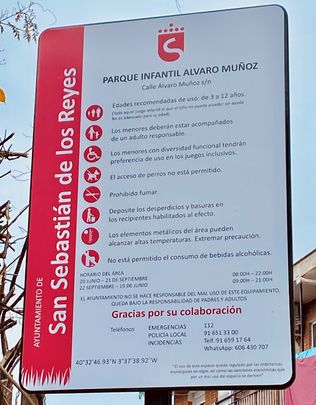 Normas de uso en el 'Parque Rojo' de San Sebastián de los Reyes / AYTO SAN SEBASTIÁN DE LOS REYES