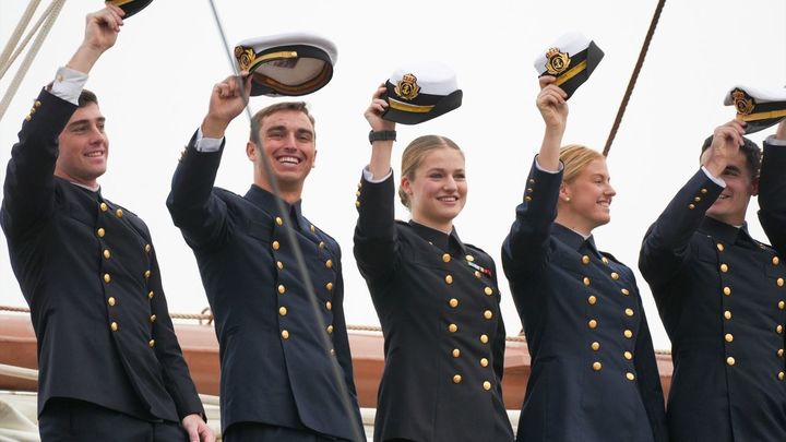 La Princesa de Asturias, Leonor de Borbón parte en el Juan Sebastián Elcano. / EFE