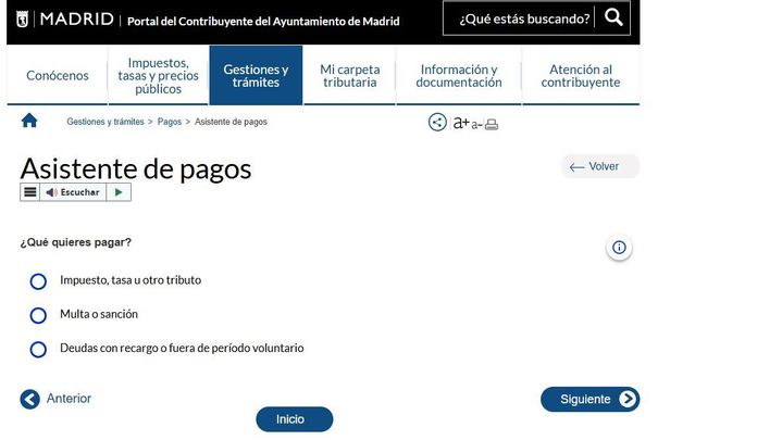 Asistente de pagos de la web del Ayuntamiento de Madrid / REDACCIÓN