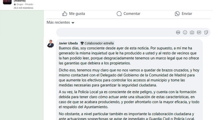 Captura del foro de boadilla del Monte en Facebook / Facebook