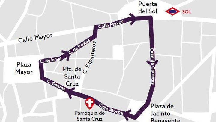 Recorrido Viernes Santo procesión Santo Entierro / Ayuntamiento de Madrid